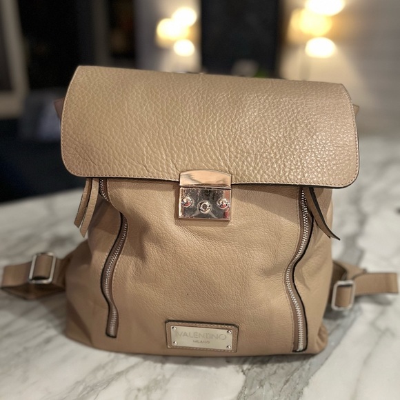 Mario Valentino Handbags - Valentino Chico Nude Leather Backpack by Mario Valentino